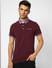 Burgundy Contrast Tipping Polo T-shirt_405089+2