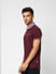 Burgundy Contrast Tipping Polo T-shirt_405089+3