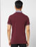 Burgundy Contrast Tipping Polo T-shirt_405089+4