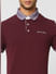 Burgundy Contrast Tipping Polo T-shirt_405089+5