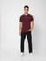 Burgundy Contrast Tipping Polo T-shirt_405089+6