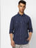Navy Blue Striped Full Sleeves Shirt_405109+2