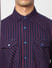 Dark Blue Striped Full Sleeves Shirt_405110+5