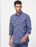 Blue Printed Full Sleeves Shirt_405126+2