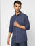 Navy Blue Printed Full Sleeves Shirt_405146+2