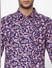 Navy Blue Floral Print Full Sleeves Shirt_405152+5