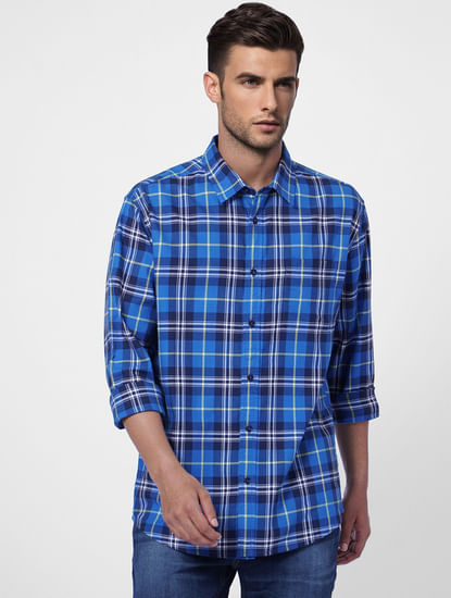 Blue Check Print Full Sleeves Shirt