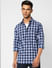 Blue Check Print Full Sleeves Shirt_405163+2
