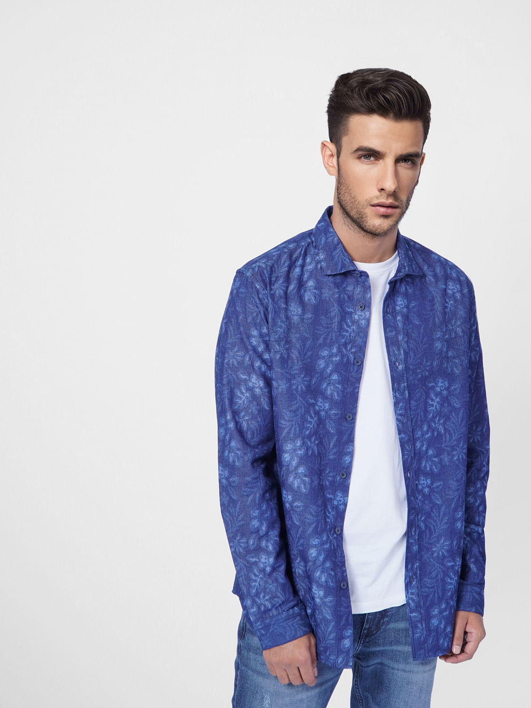 Blue Floral-print jeans | Erdem | MATCHES UK