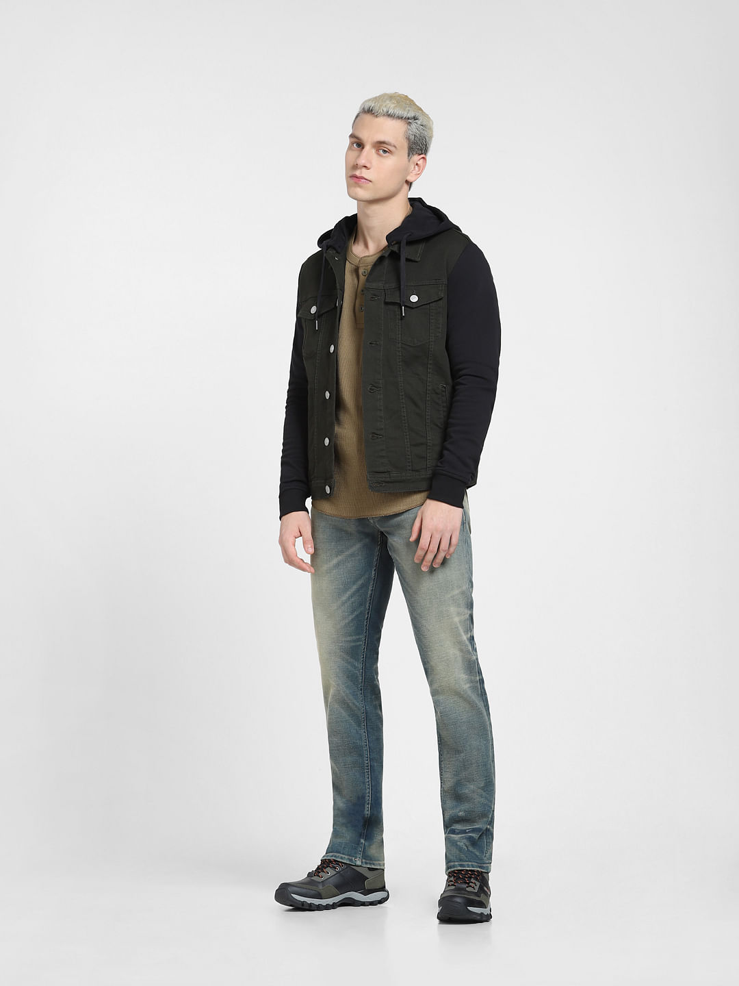 Jack and jones store green denim jacket