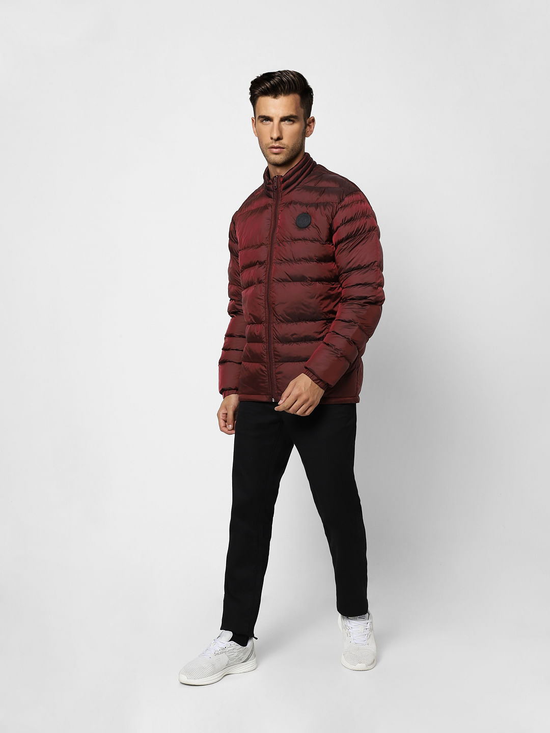 Dark red cheap puffer jacket