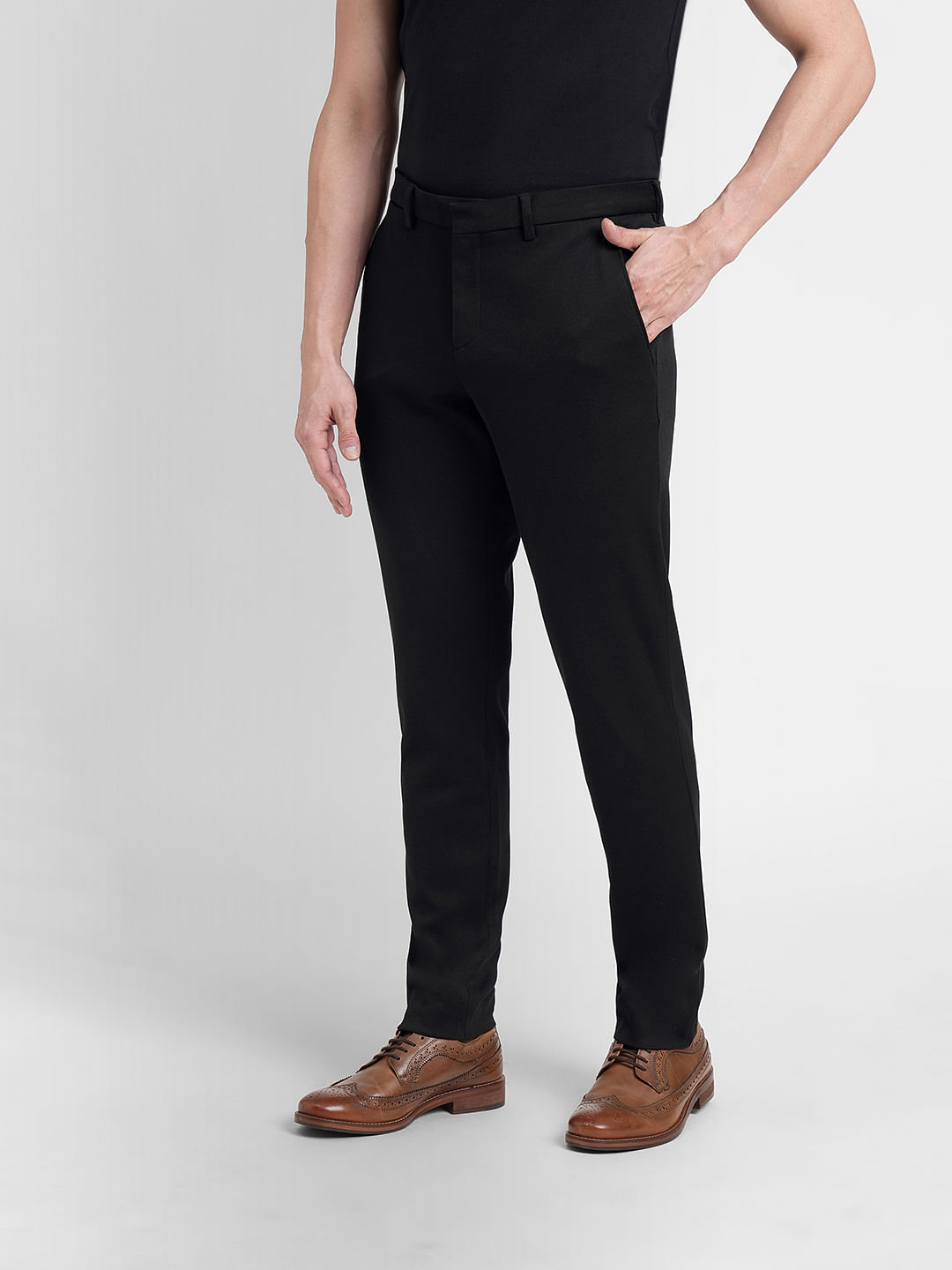 Buy Noelia Womens Casual Pant PullOn Elastic Closure Decorative Loops Belt  Faux Fly Everyday Wear Trouser S Black at Amazonin