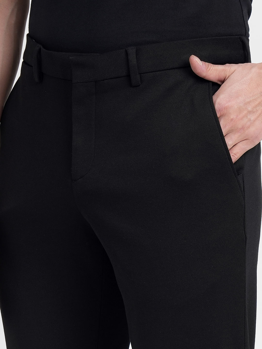 Elastic Waist Belt Black Trouser