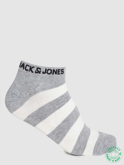 Pack of 2 Striped Ankle Socks - Blue & Grey