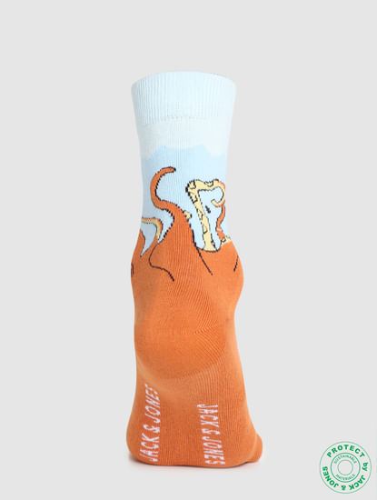 Orange Octopus Print Socks 