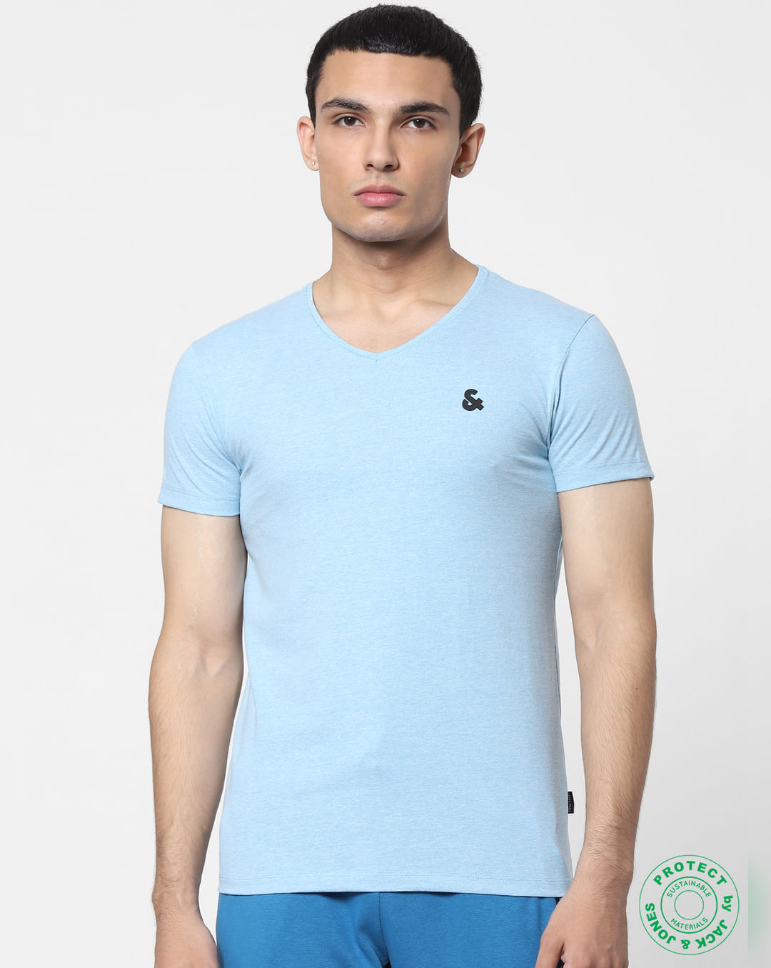 Buy White & Blue V Neck T-shirts - Pack of 2 Online in India - Flat 50% Off