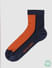 Navy Blue & Orange Colourblocked Socks 