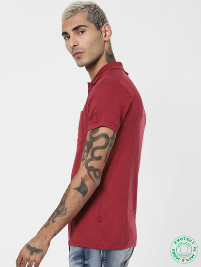 Red Tape Patch Polo Neck T-shirt