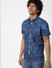 Blue All Over Patchwork Print Short Sleeves Shirt