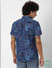Blue All Over Patchwork Print Short Sleeves Shirt