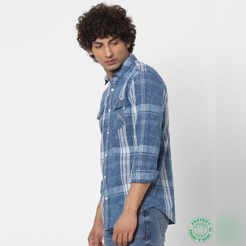 JACK&JONES Blue Check Full Sleeves Shirt
