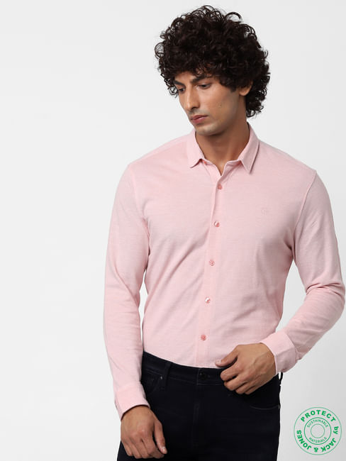 Pink Full Sleeves Regular Fit Jersey Shirt