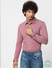 Pink Full Sleeves Slim Fit Knit Shirt