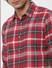 Red Full Sleeves Slim Fit Check Shirt