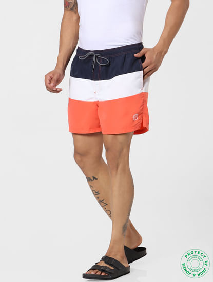 Coral Mid Rise Colourblocked Swimshorts 