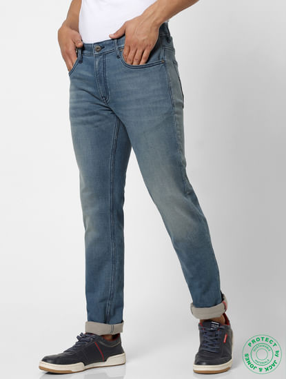 Protect Blue Mid Rise Ben Skinny Fit Jeans