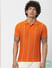 Orange Striped Polo Neck T-shirt