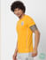 Yellow Text Print Crew Neck T-shirt