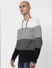 Black & White Striped Hooded Pullover_385700+3