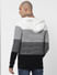Black & White Striped Hooded Pullover_385700+4