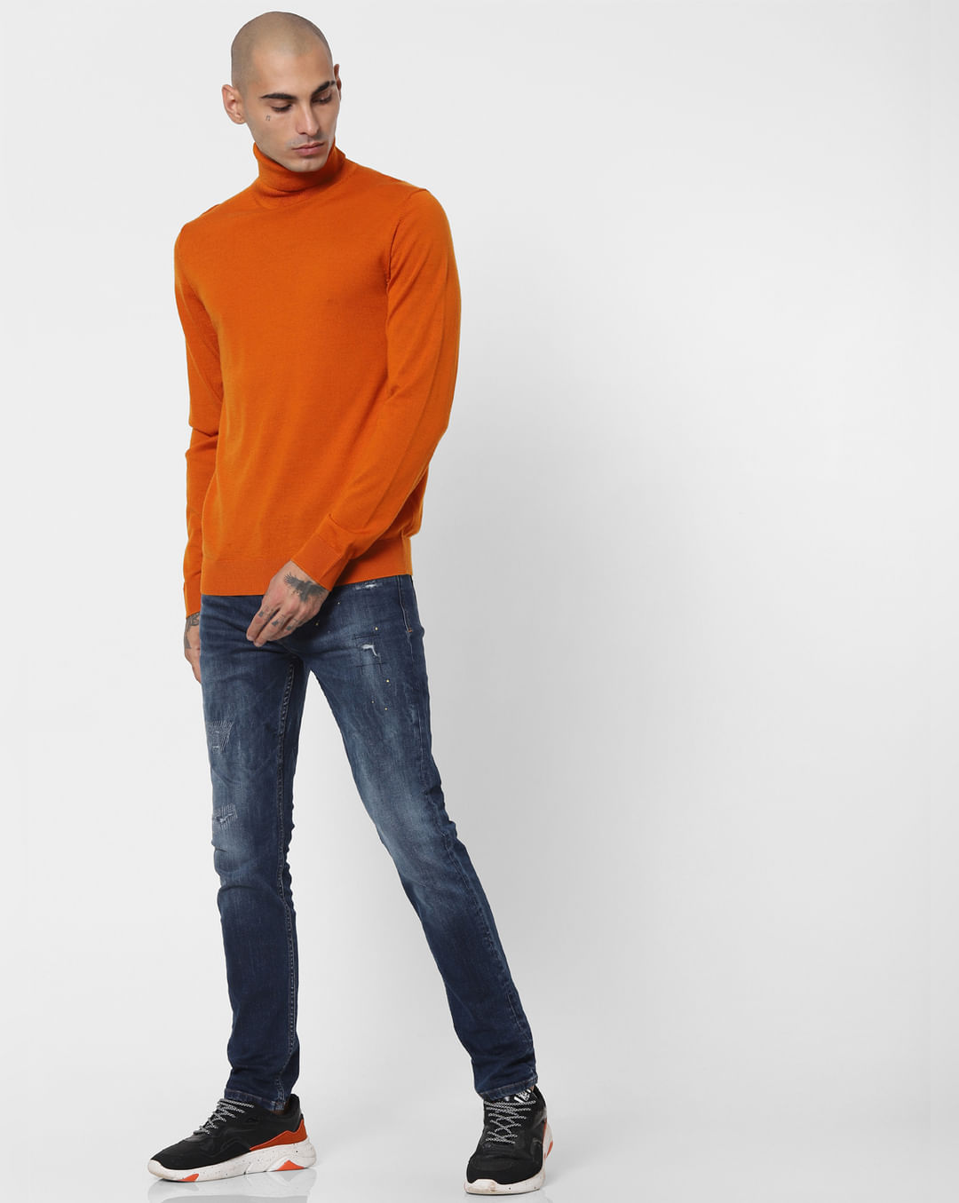 Buy Men Orange Turtleneck Pullover online | Jack & Jones