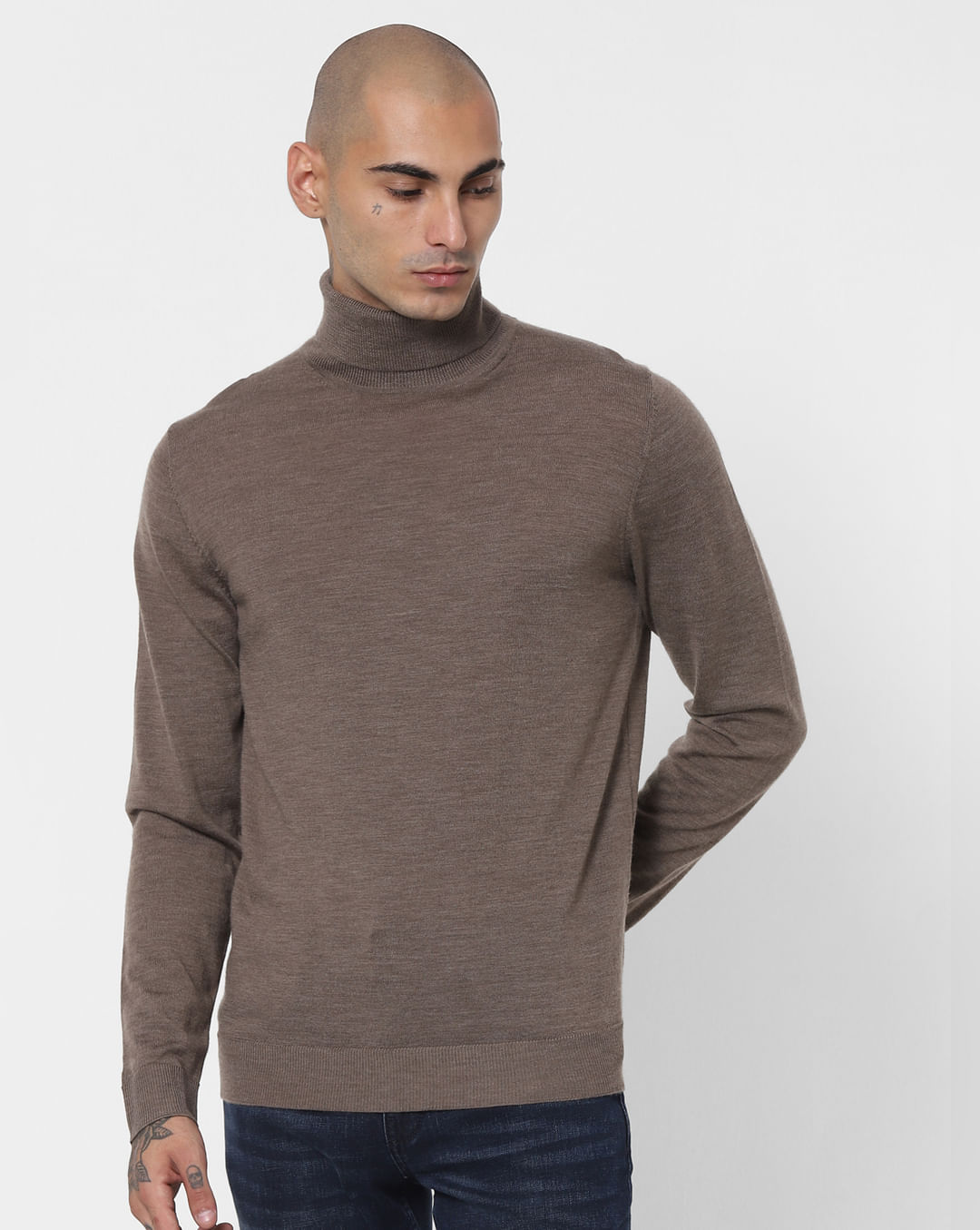 Buy Men Grey Turtleneck Pullover online | Jack & Jones