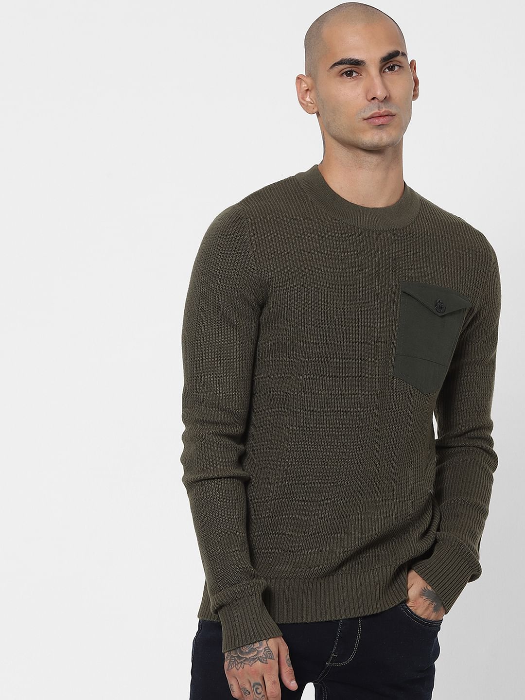 Patch pocket pullover outlet sweater