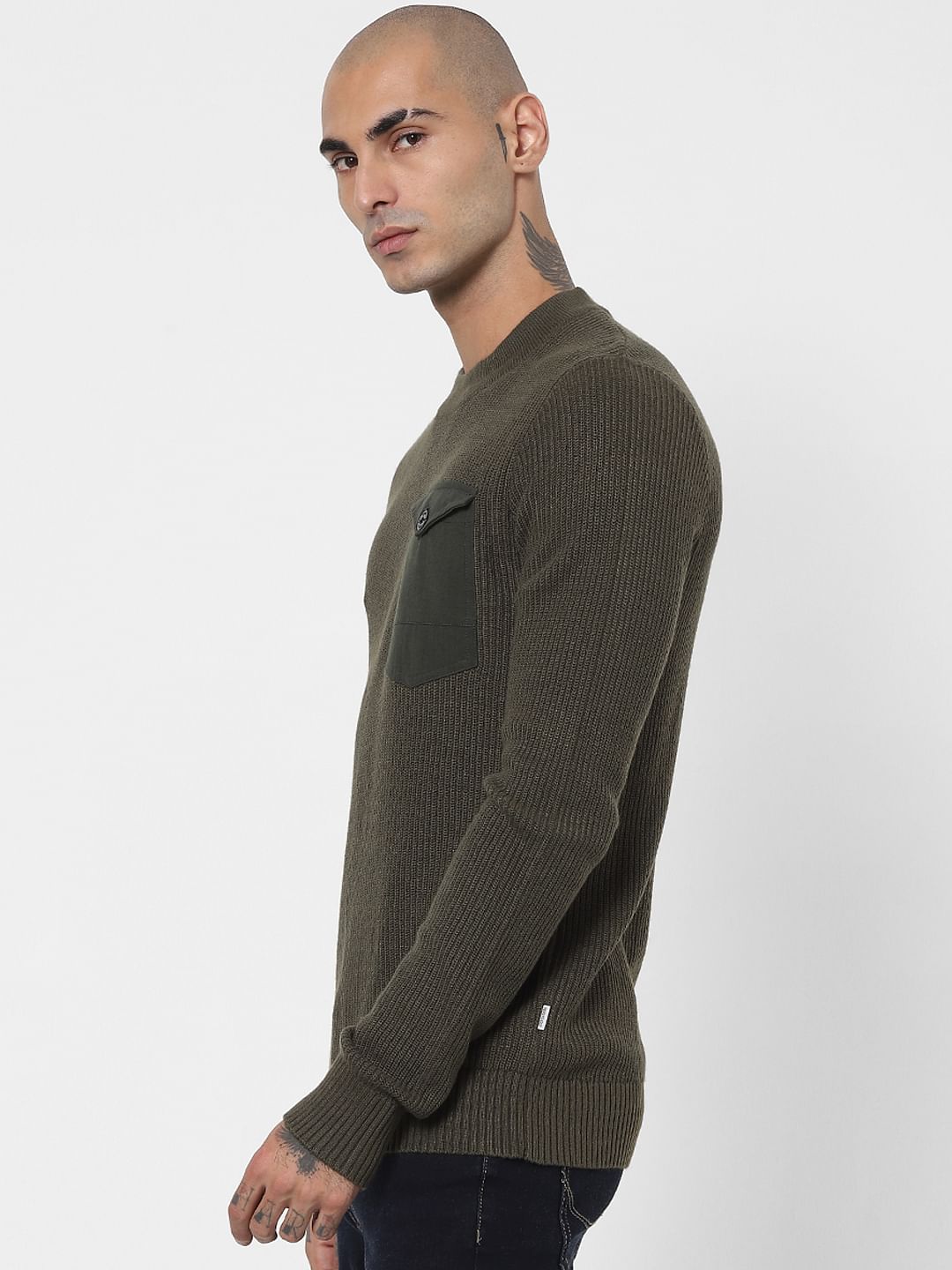 Patch pocket pullover clearance sweater