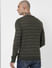 Green Textured Striped Pullover