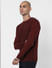 Maroon Textured Striped Pullover