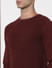 Maroon Textured Striped Pullover