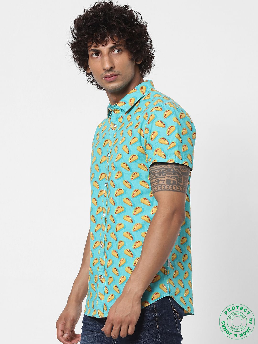 Buy Blue Taco Print Half Sleeves Shirt Online in India Flat 40 Off