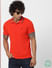 Red Contrast Tipping Polo Neck T-shirt_385391+1