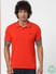 Red Contrast Tipping Polo Neck T-shirt_385391+2