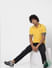 Yellow Contrast Tipping Polo Neck T-shirt_385393+1