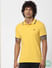 Yellow Contrast Tipping Polo Neck T-shirt_385393+2