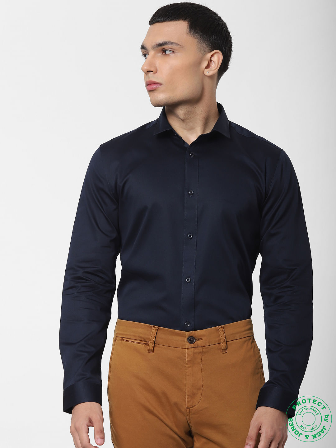 Slim Fit Long Sleeve Oxford Men's Shirt -S40288Z8-RBY - S40288Z8-RBY - LC  Waikiki