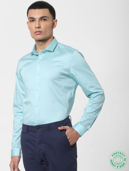 Turquoise Blue Full Sleeves Shirt