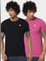 Pink & Black Crew Neck Tshirts - Pack of 2 _385280+1