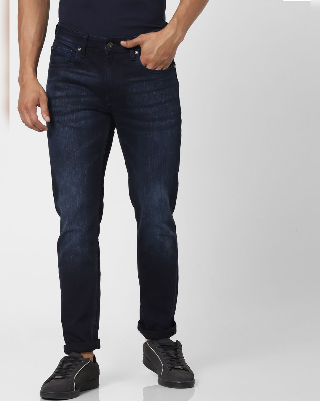 Buy Men Dark Blue Rise Ben Skinny Fit Jeans online | &